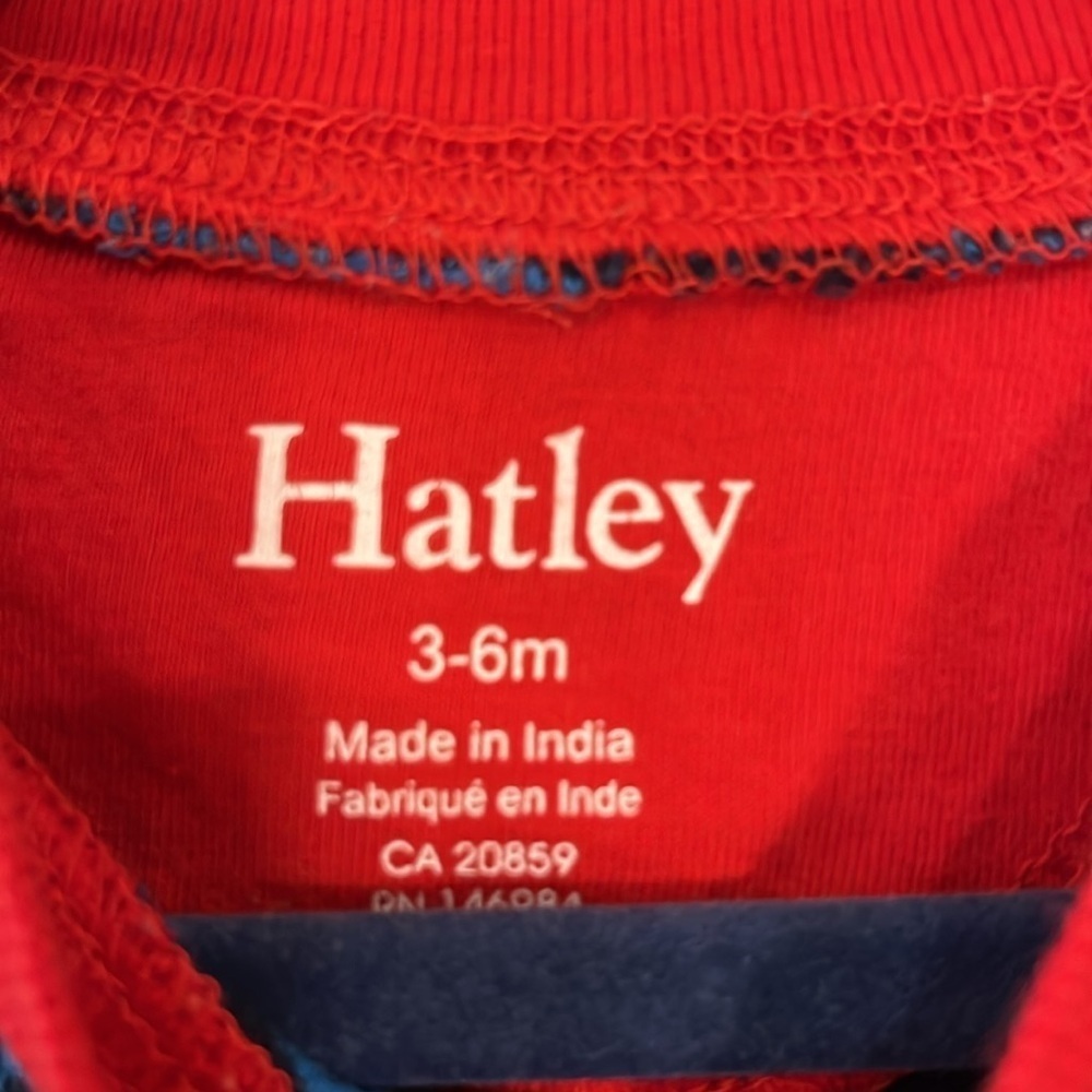 HATLEY Infant 3-6mo Tractor Striped Long Sleeve Cotton Thermal Blue White Red - Picture 5 of 8
